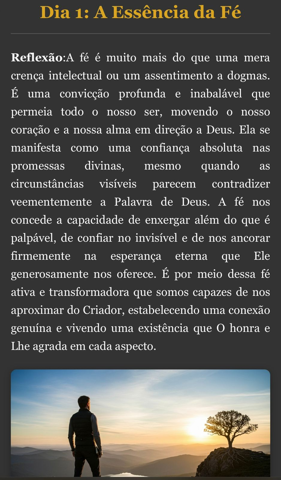 Amostra do conteúdo do Dia 1: A Essência da Fé